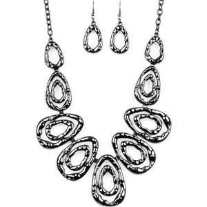 Beautiful Gray Statement necklace with matching earrings